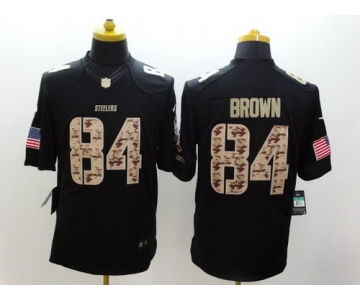 Nike Pittsburgh Steelers #84 Antonio Brown Salute to Service Black Limited Jersey