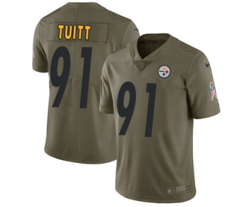 Nike Pittsburgh Steelers #91 Stephon Tuitt Olive Men's Stitched NFL Limited 2017 Salute to Service Jersey