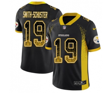 Nike Steelers #19 JuJu Smith-Schuster Black Team Color Men' sLimited Rush Jersey