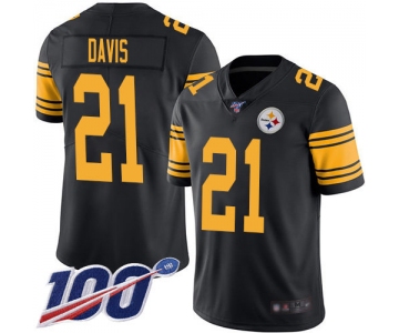 Nike Steelers #21 Sean Davis Black Men's Stitched NFL Limited Rush 100th Season Jersey