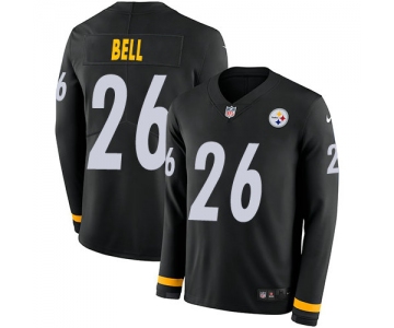 Nike Steelers 26 Le'Veon Bell Black Team Color Men's Stitched NFL Limited Therma Long Sleeve Jersey