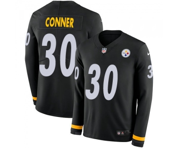 Nike Steelers 30 James Conner Black Team Color Men's Stitched NFL Limited Therma Long Sleeve Jersey