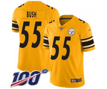 Nike Steelers #55 Devin Bush Gold Men's Stitched NFL Limited Inverted Legend 100th Season Jersey