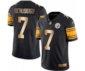 Nike Steelers #7 Ben Roethlisberger Black Men's Stitched NFL Limited Gold Rush Jersey