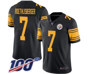 Nike Steelers #7 Ben Roethlisberger Black Men's Stitched NFL Limited Rush 100th Season Jersey