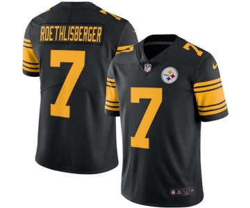 Nike Steelers #7 Ben Roethlisberger Black Men's Stitched NFL Limited Rush Jersey