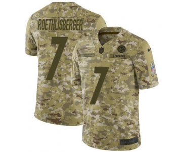 Nike Steelers #7 Ben Roethlisberger Camo Men's Stitched NFL Limited 2018 Salute To Service Jersey