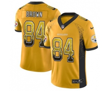 Nike Steelers #84 Antonio Brown Gold Men's Stitched NFL Limited Rush Drift Fashion Jersey