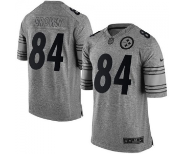 Nike Steelers #84 Antonio Brown Gray Men's Stitched NFL Limited Gridiron Gray Jersey