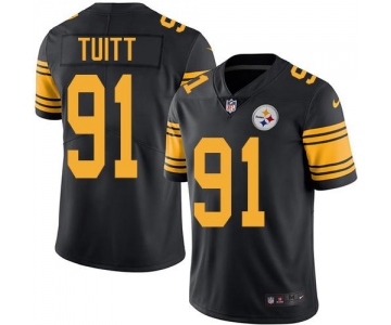 Nike Steelers #91 Stephon Tuitt Black Men's Stitched NFL Limited Rush Jersey