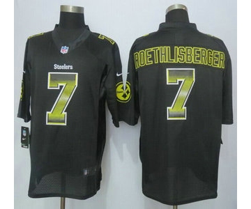 Pittsburgh Steelers #7 Ben Roethlisberger Black Strobe 2015 NFL Nike Fashion Jersey