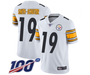 Steelers #19 JuJu Smith-Schuster White Men's Stitched Football 100th Season Vapor Limited Jersey