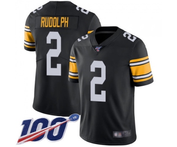 Steelers #2 Mason Rudolph Black Alternate Men's Stitched Football 100th Season Vapor Limited Jersey