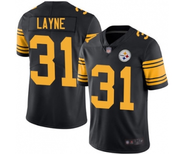 Steelers #31 Justin Layne Black Men's Stitched Football Limited Rush Jersey