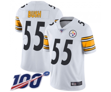 Steelers #55 Devin Bush White Men's Stitched Football 100th Season Vapor Limited Jersey