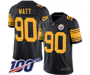 Steelers #90 T. J. Watt Black Men's Stitched Football Limited Rush 100th Season Jersey