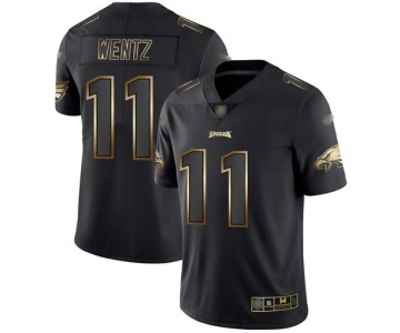 Eagles #11 Carson Wentz Black Gold Men's Stitched Football Vapor Untouchable Limited Jersey