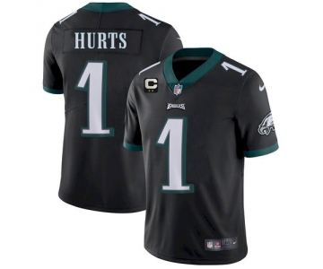 Men's Eagles 2022 #1 Jalen Hurts Black With 2-star C Patch Vapor Untouchable Limited Stitched NFL Jersey