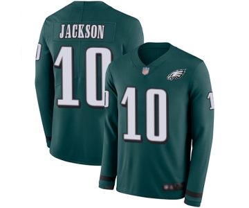 Men's Philadelphia Eagles #10 DeSean Jackson Midnight Green Team Color Stitched Football Limited Therma Long Sleeve Jersey