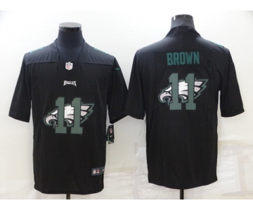 Men's Philadelphia Eagles #11 A. J. Brown Black Shadow Logo Limited Stitched Jersey