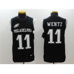 Men's Philadelphia Eagles #11 Carson Wentz Black Color Rush 2017 Vest Stitched NFL Nike Tank Top Jersey