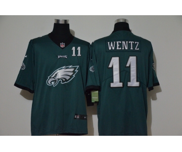 Men's Philadelphia Eagles #11 Carson Wentz Midnight Green 2020 Big Logo Number Vapor Untouchable Stitched NFL Nike Fashion Limited Jersey