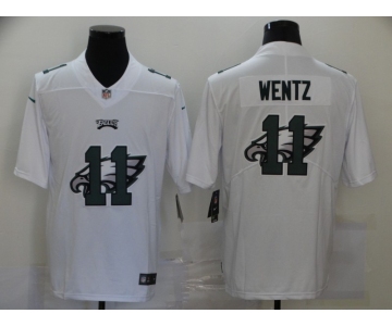 Men's Philadelphia Eagles #11 Carson Wentz White 2020 Shadow Logo Vapor Untouchable Stitched NFL Nike Limited Jersey