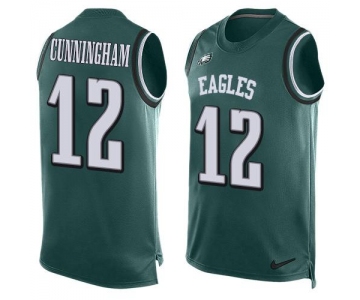 Men's Philadelphia Eagles #12 Randall Cunningham Midnight Green Hot Pressing Player Name & Number Nike NFL Tank Top Jersey