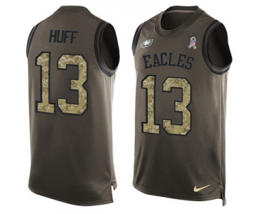 Men's Philadelphia Eagles #13 Josh Huff Green Salute to Service Hot Pressing Player Name & Number Nike NFL Tank Top Jersey