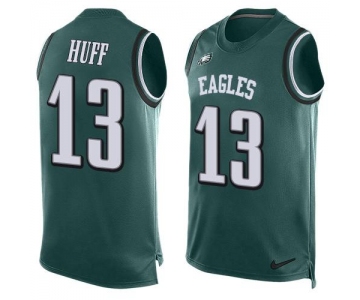 Men's Philadelphia Eagles #13 Josh Huff Midnight Green Hot Pressing Player Name & Number Nike NFL Tank Top Jersey