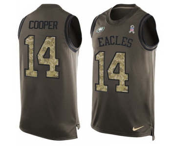 Men's Philadelphia Eagles #14 Riley Cooper Green Salute to Service Hot Pressing Player Name & Number Nike NFL Tank Top Jersey