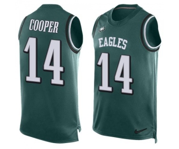 Men's Philadelphia Eagles #14 Riley Cooper Midnight Green Hot Pressing Player Name & Number Nike NFL Tank Top Jersey