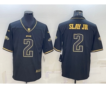 Men's Philadelphia Eagles #2 Darius Slay Jr Black Golden Edition Stitched NFL Nike Limited Jersey