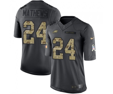 Men's Philadelphia Eagles #24 Ryan Mathews Black Anthracite 2016 Salute To Service Stitched NFL Nike Limited Jersey