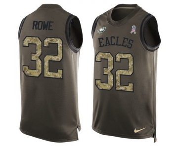 Men's Philadelphia Eagles #32 Eric Rowe Green Salute to Service Hot Pressing Player Name & Number Nike NFL Tank Top Jersey