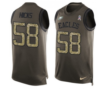 Men's Philadelphia Eagles #58 Jordan Hicks Green Salute to Service Hot Pressing Player Name & Number Nike NFL Tank Top Jersey
