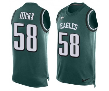 Men's Philadelphia Eagles #58 Jordan Hicks Midnight Green Hot Pressing Player Name & Number Nike NFL Tank Top Jersey