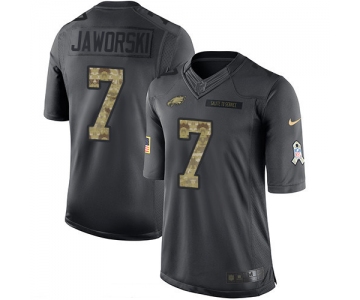 Men's Philadelphia Eagles #7 Ron Jaworski Black Anthracite 2016 Salute To Service Stitched NFL Nike Limited Jersey