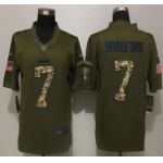 Men's Philadelphia Eagles #7 Sam Bradford Green Salute to Service 2015 NFL Nike Limited Jersey