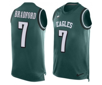 Men's Philadelphia Eagles #7 Sam Bradford Midnight Green Hot Pressing Player Name & Number Nike NFL Tank Top Jersey