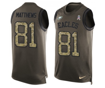 Men's Philadelphia Eagles #81 Jordan Matthews Green Salute to Service Hot Pressing Player Name & Number Nike NFL Tank Top Jersey