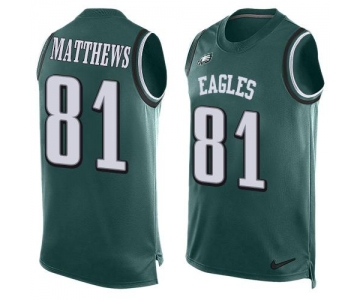 Men's Philadelphia Eagles #81 Jordan Matthews Midnight Green Hot Pressing Player Name & Number Nike NFL Tank Top Jersey