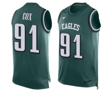 Men's Philadelphia Eagles #91 Fletcher Cox Midnight Green Hot Pressing Player Name & Number Nike NFL Tank Top Jersey