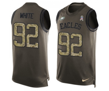 Men's Philadelphia Eagles #92 Reggie White Green Salute to Service Hot Pressing Player Name & Number Nike NFL Tank Top Jersey