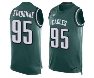 Men's Philadelphia Eagles #95 Mychal Kendricks Midnight Green Hot Pressing Player Name & Number Nike NFL Tank Top Jersey