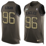 Men's Philadelphia Eagles #96 Bennie Logan Green Salute to Service Hot Pressing Player Name & Number Nike NFL Tank Top Jersey