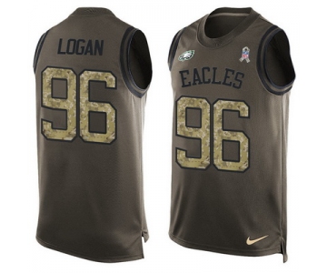 Men's Philadelphia Eagles #96 Bennie Logan Green Salute to Service Hot Pressing Player Name & Number Nike NFL Tank Top Jersey