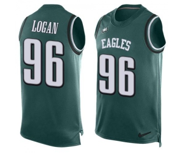 Men's Philadelphia Eagles #96 Bennie Logan Midnight Green Hot Pressing Player Name & Number Nike NFL Tank Top Jersey