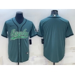 Men's Philadelphia Eagles Blank Green With Patch Cool Base Stitched Baseball Jersey