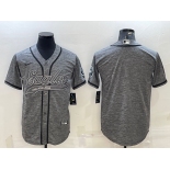Men's Philadelphia Eagles Blank Grey With Patch Cool Base Stitched Baseball Jersey